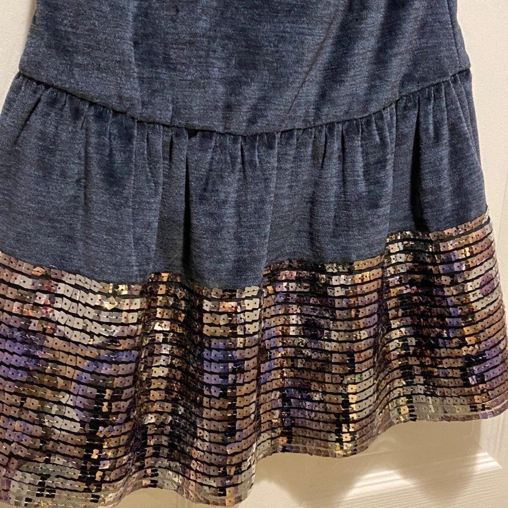 Isabel Garreton Girl's Navy Blue Sleeveless Round Neck  Sequin Hem Dress Size S - Picture 2 of 7